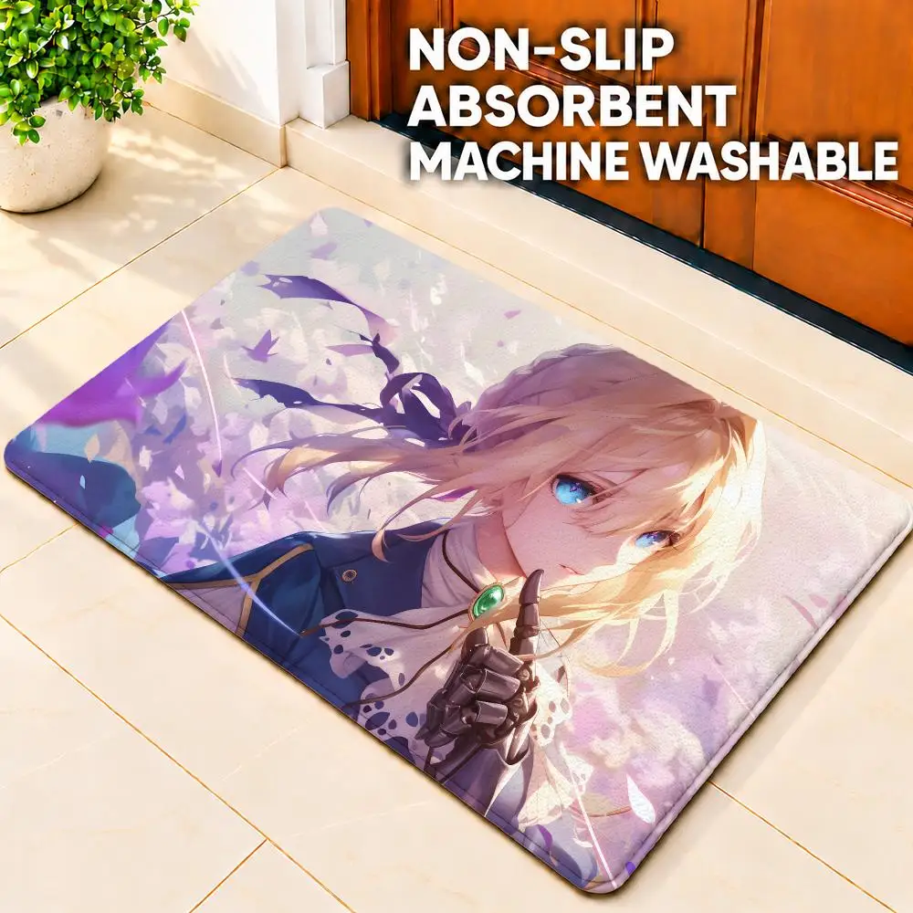 anime Violet Evergarden Floor Mat Doormat Non-Slip Floor Mat Rug for Bathroom Kitchen Entryway Indoor Outdoor Home Decor