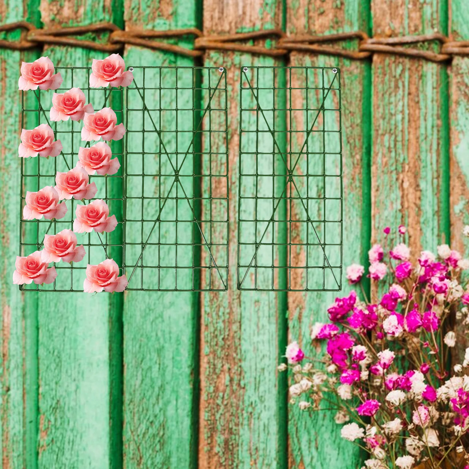 

4Pcs Flower Wall Rack Artificial Flower Arrangement Grid Plastic Shelf for Wedding Decoration Floral Grid Wall Panel