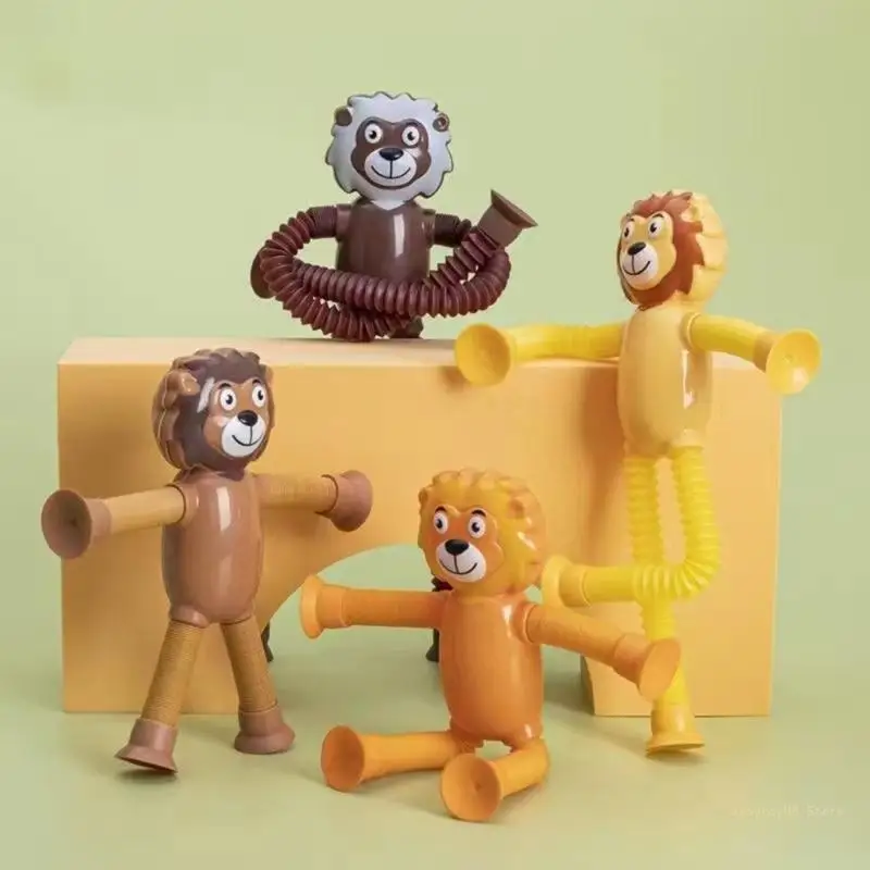 Y4UD Animal Popping Tube with Suction Cups for Kids Sensory Toy Stress Relief