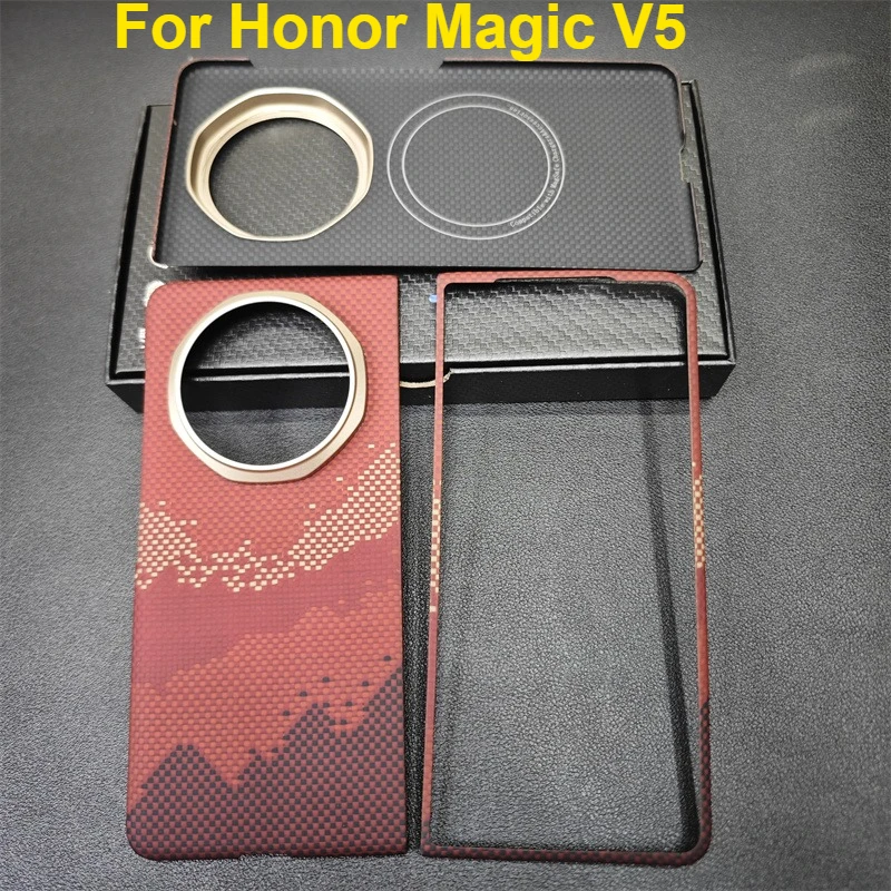 

Magnetic Phone Case For Honor Magic V5 Case Carbon Aramid Fiber Cover Shockproof Ultra-Thin Lightweight Protective Covers