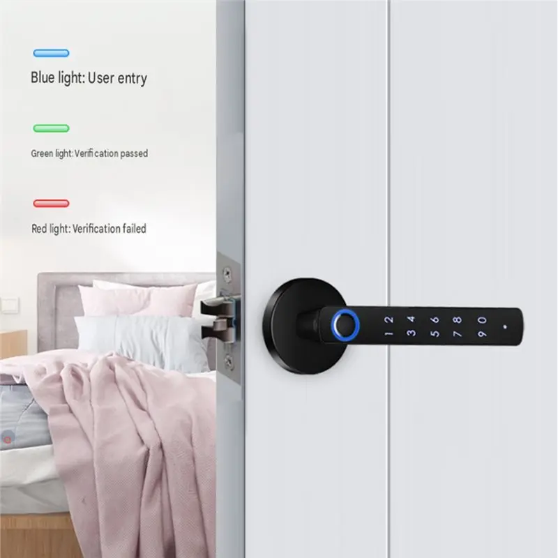 ABMH-Tuya App Enabled Bluetooth Smart Fingerprint Door Lock Featuring Password And Mechanical Key Suitable For Wooden Doors