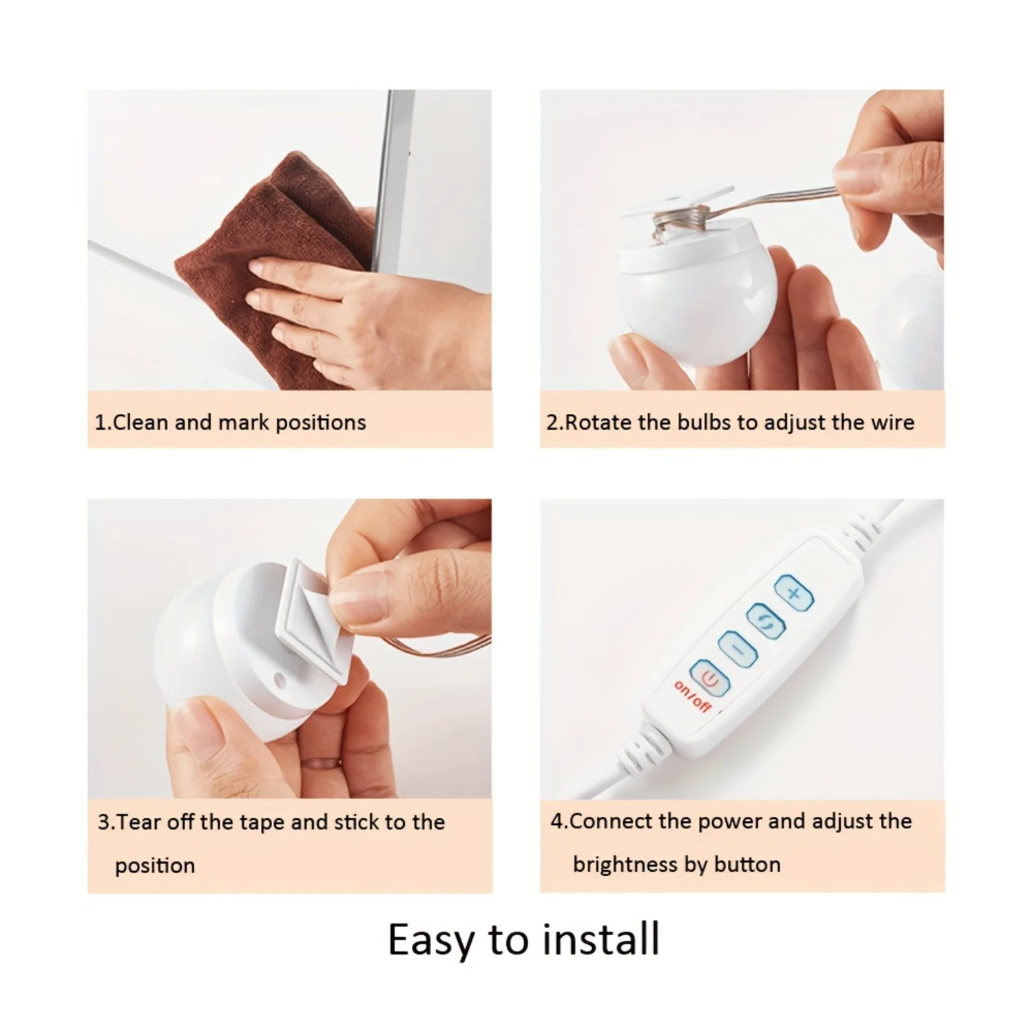 1 Satz LED-Kosmetiklichter für Spiegel, LED-Make-up-Spiegellicht mit 3-farbigen Lichtern, Spiegellampe, schönes Geschenk für Frauen, Ehefrau, Liebhaber, Gi