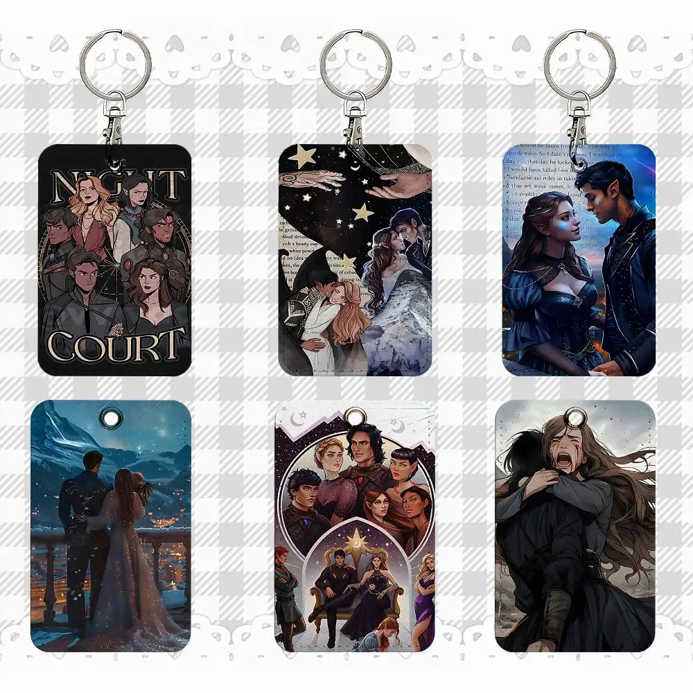 

Acotar A Court Of Mist And Fury Прямоугольный чехол для удостоверения личности Брелок для ключей Сумка для ключей Кольцо для ключей Кожаный держатель для карт Брелок для ключей Доступ