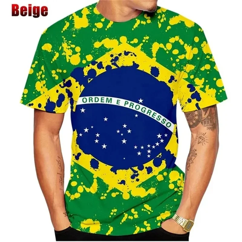 Brazil Flag T Shirt For Men 3D Full Print Streetwear Tops Tees Summer Short Sleeve Round Neck Oversized Tshirt Mens Clothes