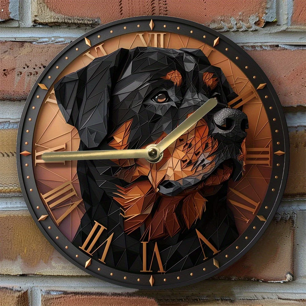 

Silent Aluminum Wall Clock with Rottweiler Design - Diy, 2D Effects,Perfect for Living Room Decor & Gifts Living Room Decoration