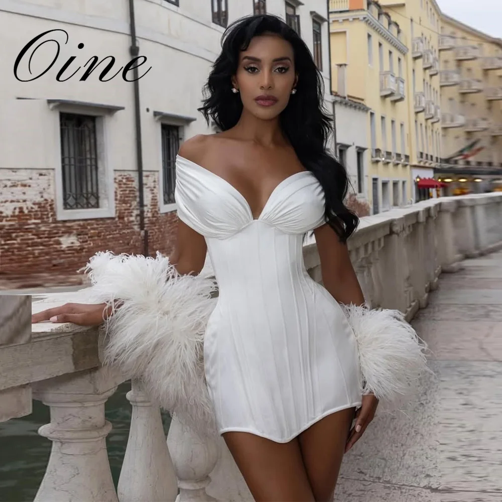 Oine Simple Lace-up Short Wedding Dresses 2026 Portrait Sweetheart Collar Customized Vestidos Novias Boda Sheath Bridal Dress