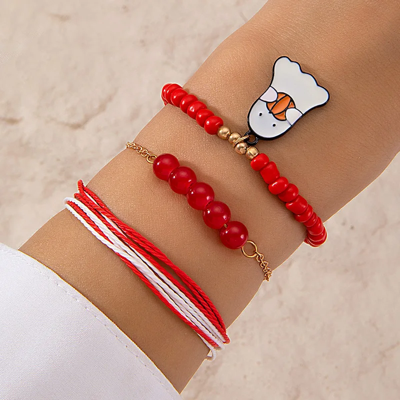 Tocona Lovely Pumpkin Ghosts Bracelet Sets for Women Men Fashion Red string Rope Beads Halloween Jewelry Party браслет 24279