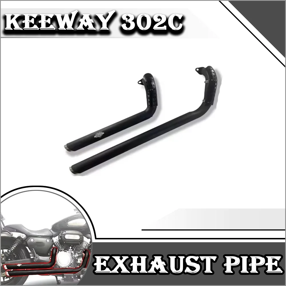 

Для Voor Keeway V302c Retro Motorfiets Uitץdemperbuis Rechter esade Dubbele Buis Met Roestvrijstalen Mater repro