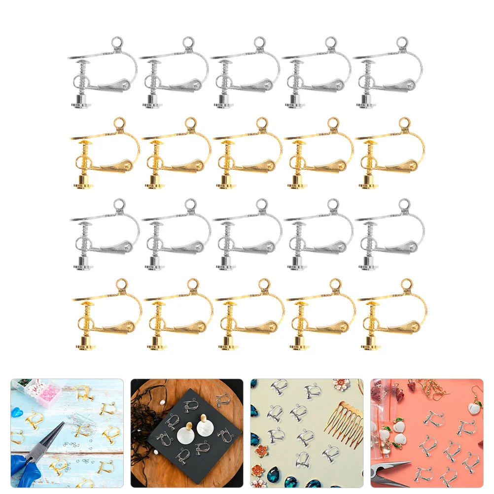 

20 Pcs Copper Clip On Earring Converters Accessories Light Weight Rust Resistant Easy to Use for Making Earrings Components