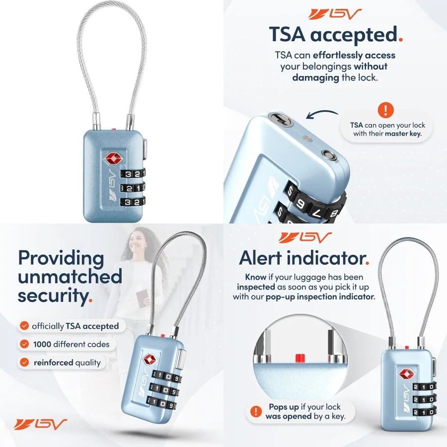 

Принимаемый набор дорожных замков для багажа TSA с индивидуальной комбинацией для безопасного хранения в школьных шкафках для спортзала, чемодана, хранения багажа C