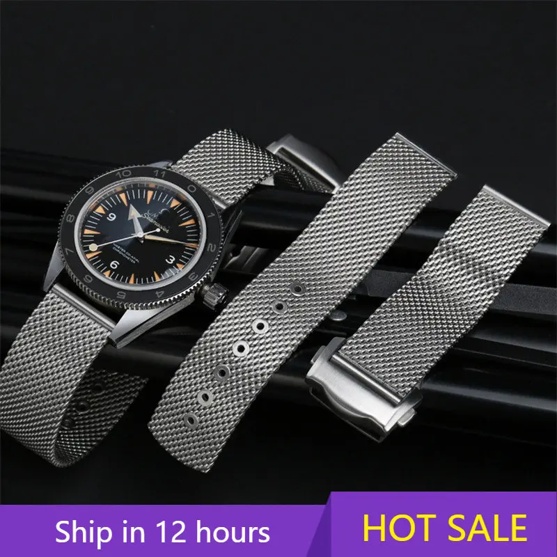 20mm 22mm Stainless Steel Strap For Omega Seamaster 300 Diving 007 Agent Series Business Men\'s Fashion Watch Accessories