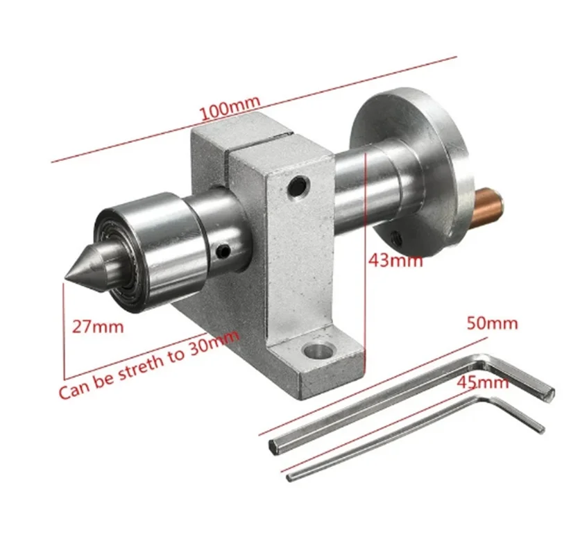 

1 Set Adjustable Double Bearing Live Centre Metal Revolving With 2pcs Wrenches DIY Accessories For Mini Lathe Machine