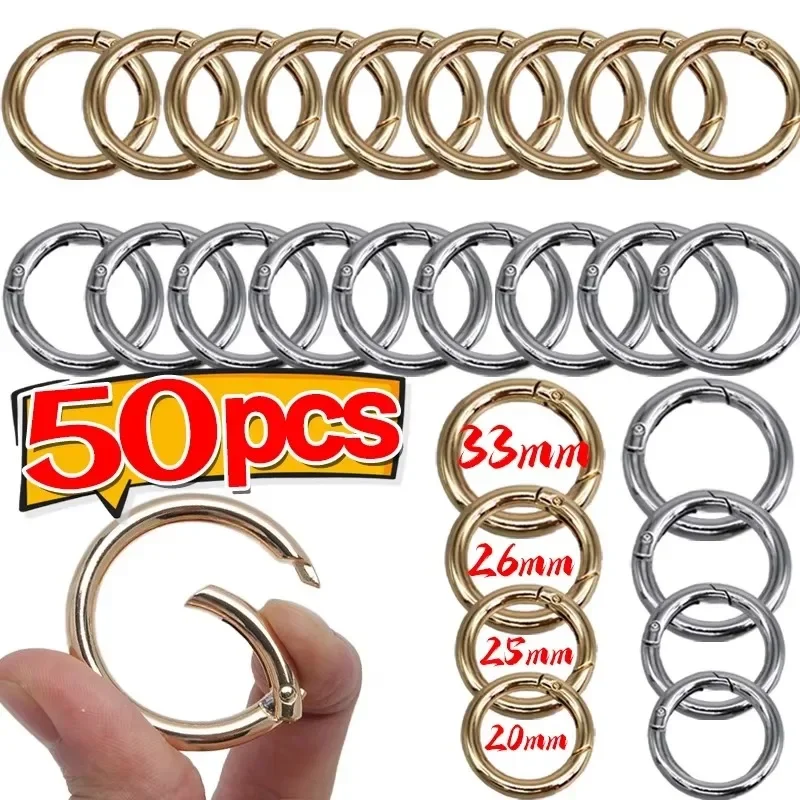 10/50Pcs Spring Clasps O-shaped Openable Round Metal Carabiner Keychain Bag Clips Hook Dog Chain Buckles Connector Keyrings