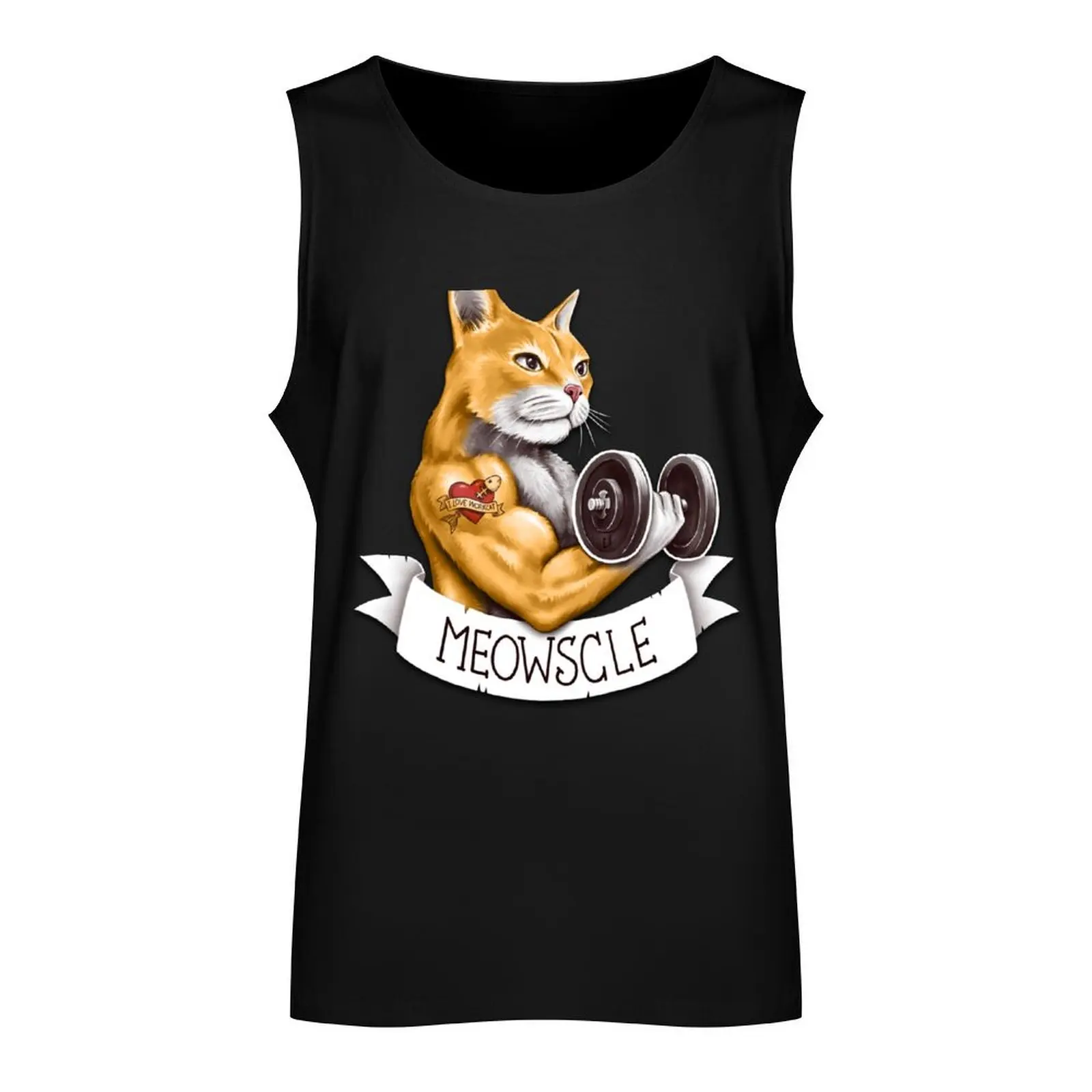 Meowscle Tank Top Men's sleeveless t-shirt gym clothing t-shirt for man t shirts