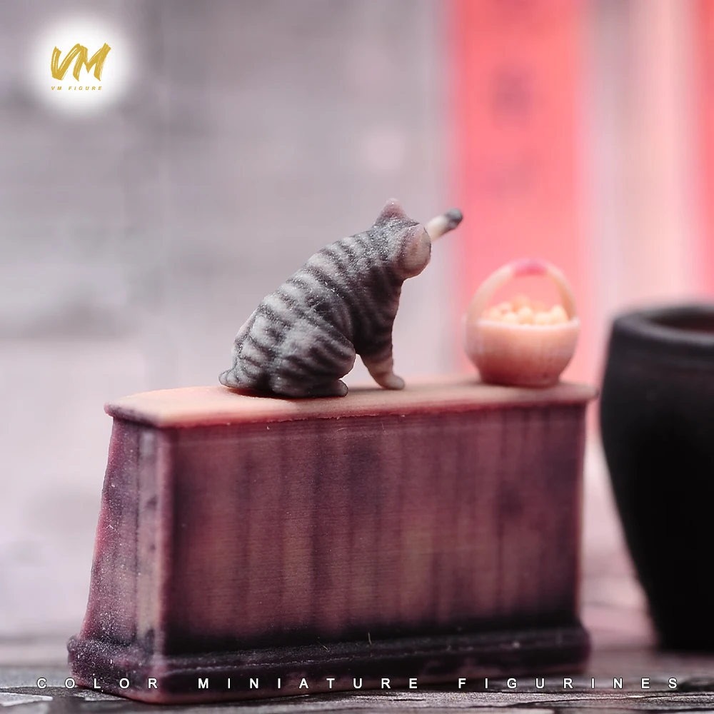 3D Miniature Figures 1/64 Cat Jar Wine jar Egg basket Cupboard Well Scene Props Model Accessories Doll View Vehicle Decor Toys