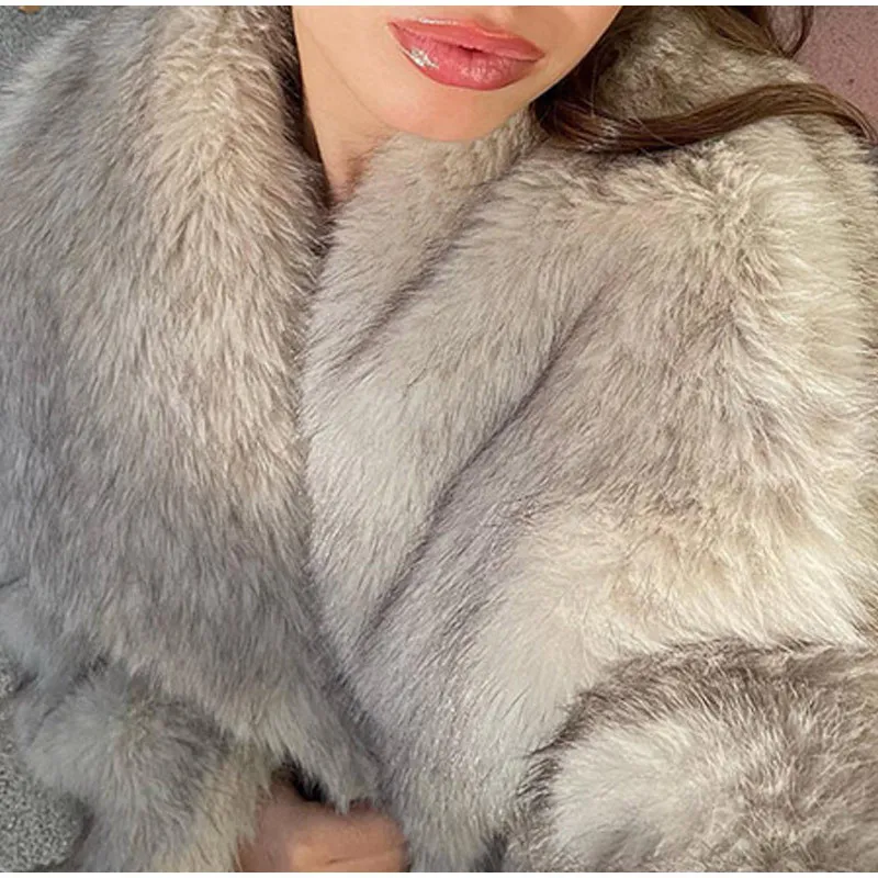 Fashion Autumn Winter Solid Color Coat Lapel Short Fur 2024 European and American Women\'s Winter Casual Elegant Commuter Outwear