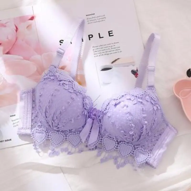 New Spring Summer Bras for Teenagers Cute Bow Comfortable Underwear for Girls Made of Cotton Wireless Ladies Lace Sexy Lingerie