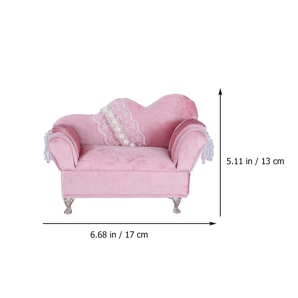 Sofa Jewelry Box Pearl Lace Design Compact Jewelry Organizer Decorative Storage Case for Rings Earrings Necklace Holder