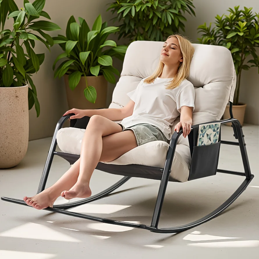 Oversized chair(1-piece/2-piece pack available),Outdoor patio rocking chair,Casual egg.Comfortable reading chair with cushions,