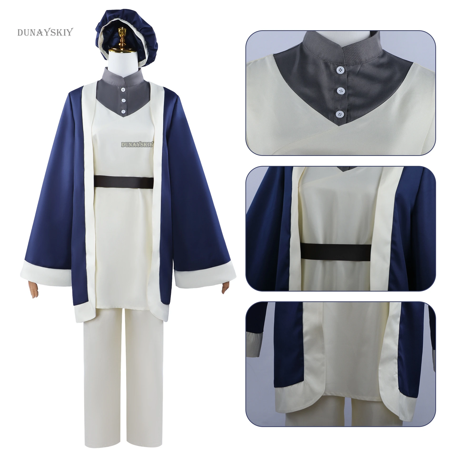 Anime Delicious in Dungeon Falin Touden Cosplay Costume Wig Uniform Dark Blue Robe Hat Laios Touden Halloween Party Women Props