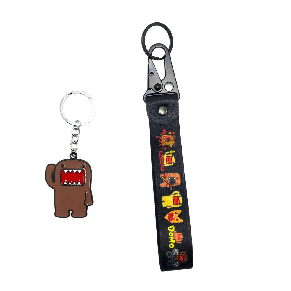 Anime Domo Kun Keychain Mental Keyring Wrist Strap Keychain JDM Style Decorations Accessories for Honda City Civic Toyota Mazda