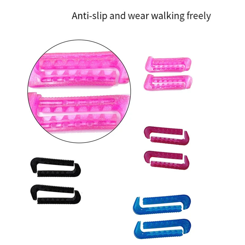 AED2-1 زوج من البلاستيك الناعم لهوكي الجليد على شكل شفرة تزلج غطاء حماية حامي تزلج على الجليد عداء الحرس للنساء والأطفال #3