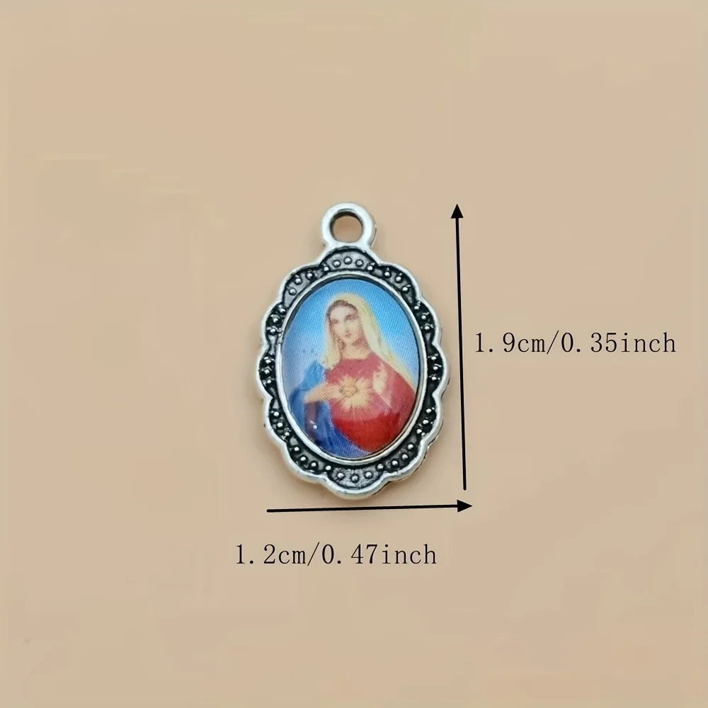 15Pcs Mix Picture Cross Jesus Enamel Our Lady Virgin Mary Miraculous Medal Floral Rosary Centerpiece Alloy Crucifix  A-567