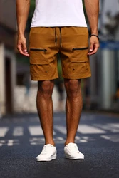 Solid color sports casual cargo pocket men's pants