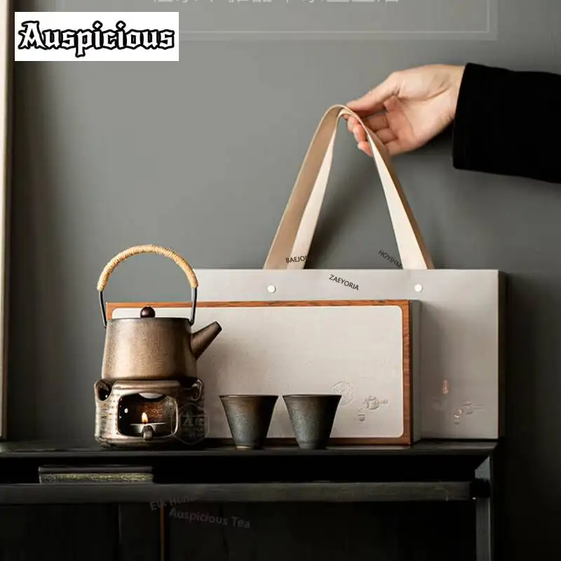 ZAEYORIA Wabi-sabi Style Gilded Gold Tea Warmer Holder Candle Heater Stove Kettle Stand Boiling Water Carbon Furnace Drinkware