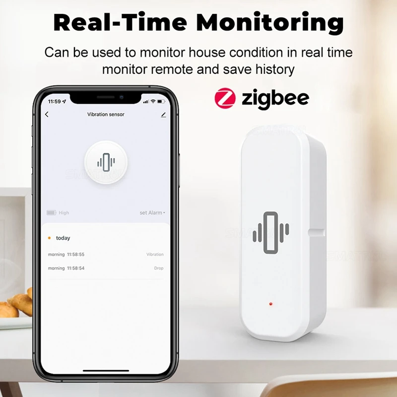 ZigBee Smart Vibration Sensor Erkennung Tuya Smart Life App Benachricht igung Echtzeit Motion Vibration Alarm Smart Home, langlebig