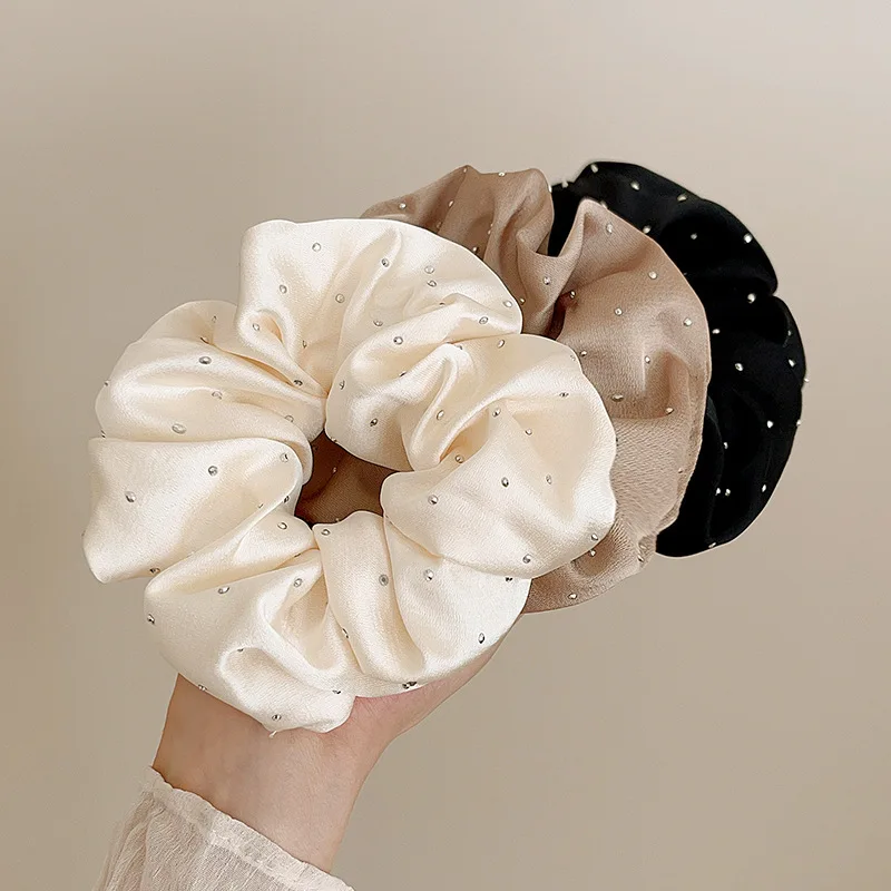 

French large intestine hair band with diamond Mori senior sense of tying hair rope female ponytail rubber band headband hair acc