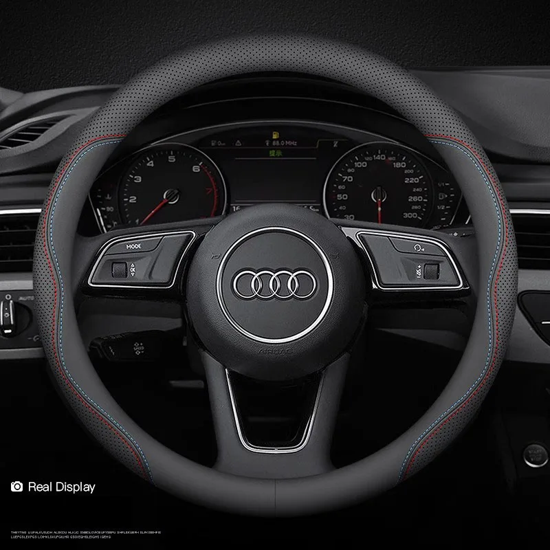 

nappa leather car steering wheel cover for audi a1 a2 a3 a4 a5 a6 a7 a8 q3 q5 q7 q8 q2 b8 b9 c7 c8 avant allroad kit interior