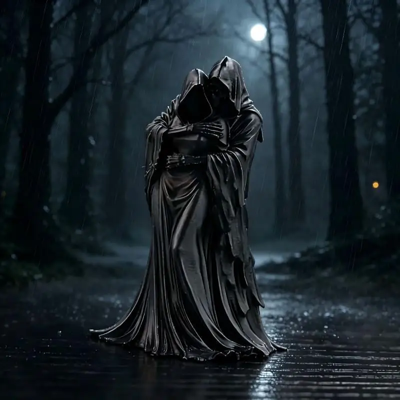 3D Printed Grim Reaper Hugging Couple Statue Exquisite Detail Gothic Design Perfect Halloween Desktop Decor