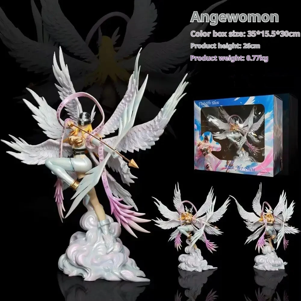 

New 26cm Digimon Adventure Figurine Angewomon Figure Anime Fairimon Gk Figures Collectible Statue Model Custom Toy Figures Gift