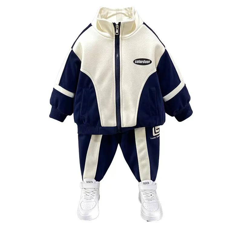 Conjunto de ropa para niños Temporada de primavera y otoño Nuevos niños y bebés Chaquetas y pantalones casuales 2 piezas Ropa deportiva versión coreana 2-7