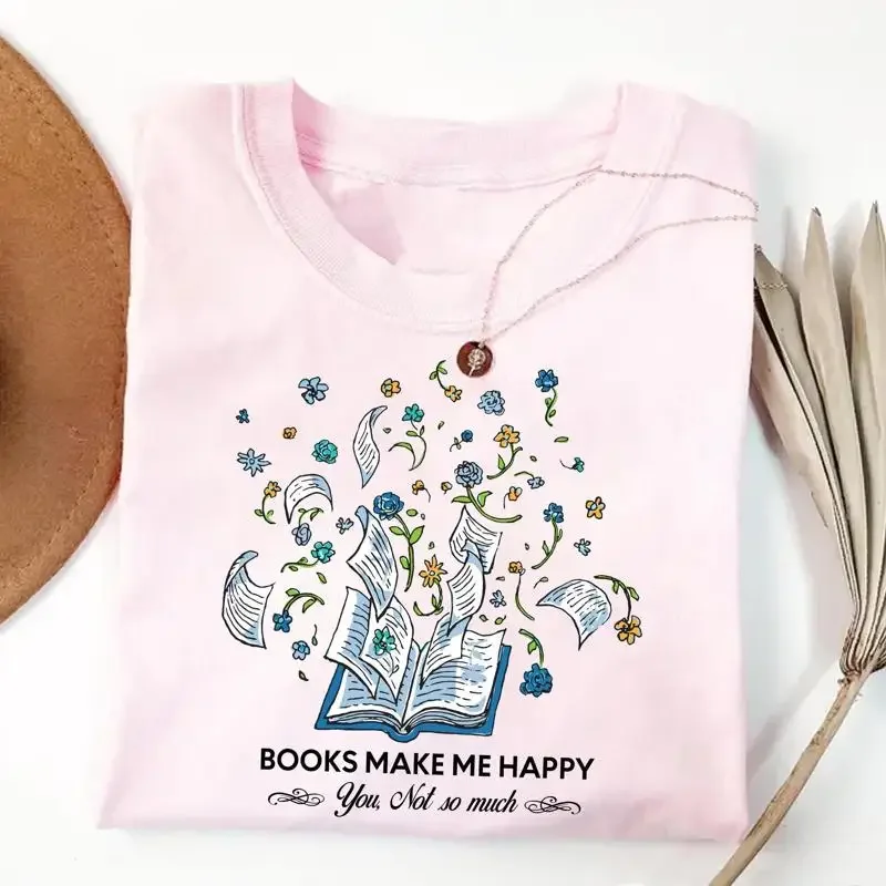 Books Make Me Happy T Shirt Funny Book Lover Bookworm Bibliophile Idea Reading Humor Reader