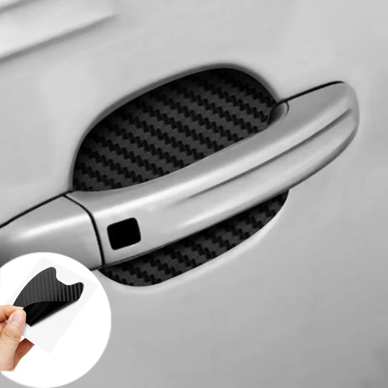 4Pcs car door stickers, carbon fiber scratch resistant cover, car handle protective foil, external design, car accessories