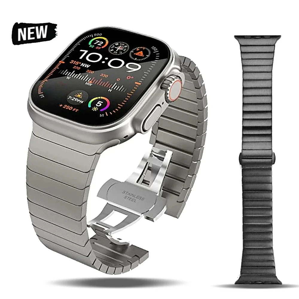 

Ремешок из нержавеющей стали для Apple Watch Ultra 2 1 49 мм 41 45 мм 44 мм 40 мм, браслет для iWatch Series 9 8 7 6 5 4 Se 42 мм