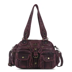 Vintage Bag Women Small Handbags Satchel Top-handle Handbag PU Shoulder Bag Fashion Dumpling Pack Multi-pockets Shoulder Bags