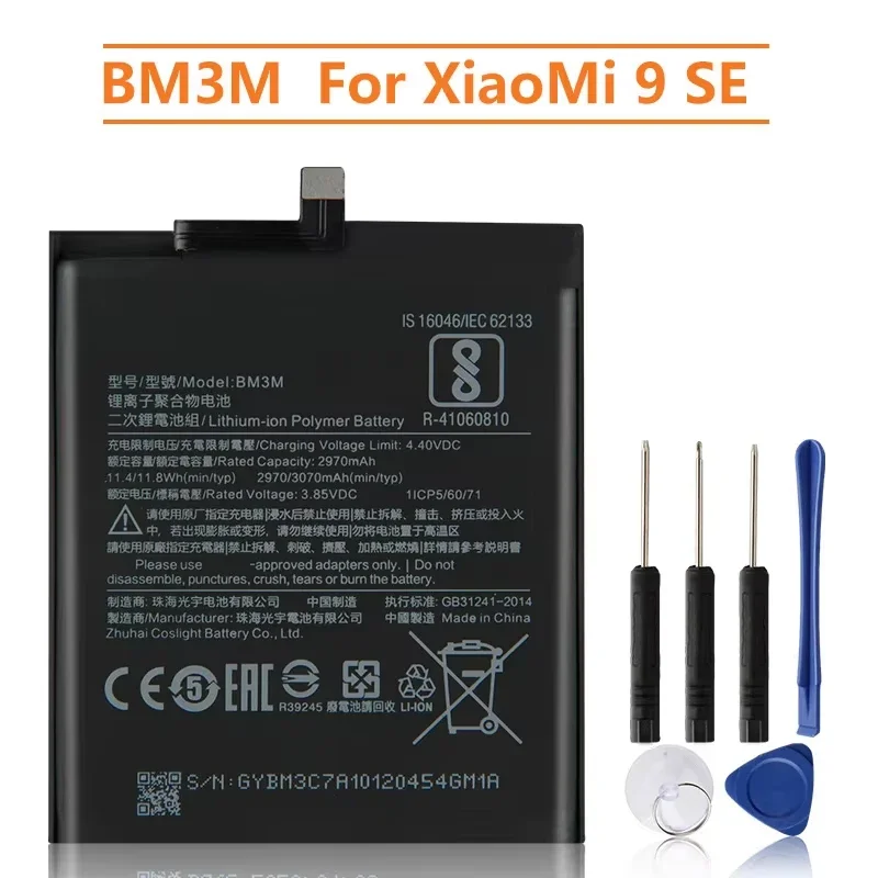 Production in 2024 Replacement Battery BM3M For XiaoMi Mi9 SE Mi 9SE Rechargeable Phone Batteries 3070mAh High Capacity