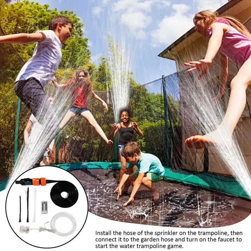 

Trampoline Water Sprinkler Trampoline Accessories Water Sprinkler for Outdoor Backyard Fun Rotating Water Sprinkler with Lights