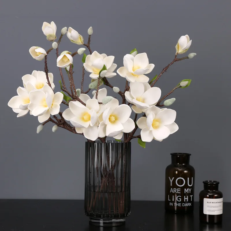 High Quality EVA Simulation Big Magnolia Artificial Flower Luxury Orchid Fake Flowers Plant Living Room Home Wedding Decoration