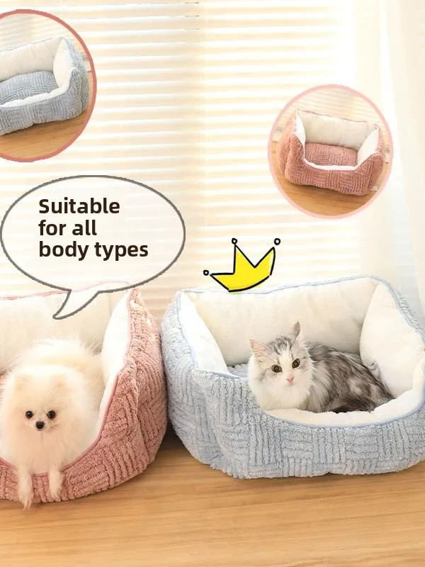 

Thiened Towel Velvet Warm Dog Bed Winter Heating Small Dog Bed for Bichon Teddy Bear Nest Bed Home Decor Accories