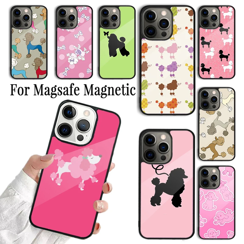 Coque Phone Case For iPhone 16 15 14 13 12 Mini 11 Pro Max Plus Magsafe Magnetic Wireless Charging Cover Funny Poodle Design