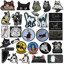 Cartoon Encouraging Cat Embroidered Armband Morale Badge Tearful Thumbs Up Decorative DIY Hook&Loop Patches Backpack Stickers