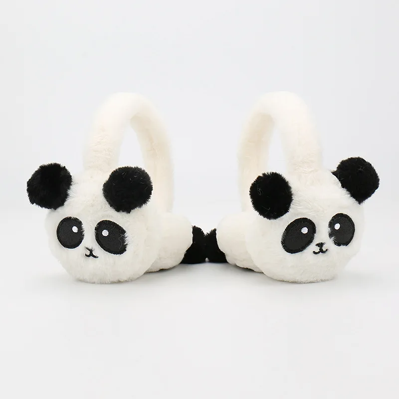 Winter Warm Earmuffs Cute Panda Ear Covers Soft Cashmere Fake Fur Earlaps Warmers Ears-Muffs for Kids Girls Boys Birthday Gifts