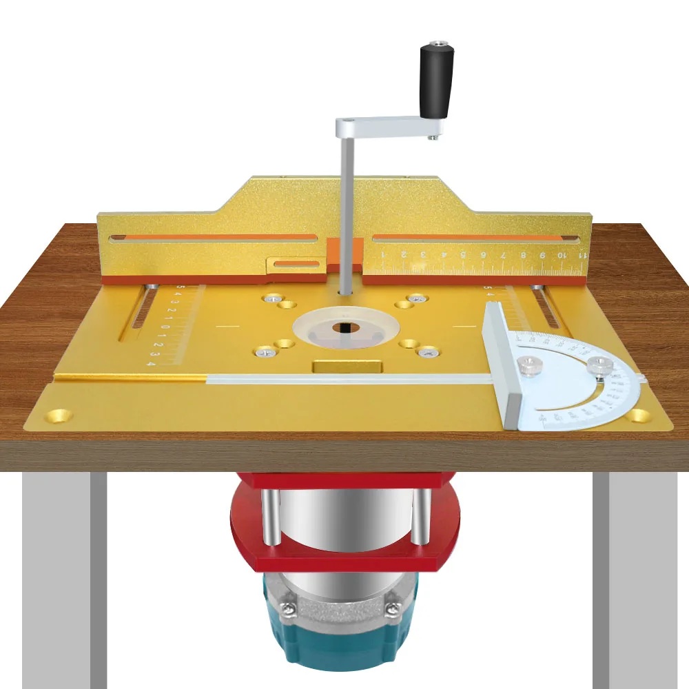 Upgraded Aluminium Router Table Insert Plate Woodworking Tool Set with Miter Gauge and Sliding Tenoning Fence for Router Table