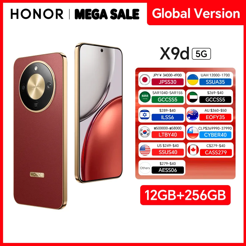 New HONOR X9d Global Version 12GB+256 Smartphone 6.79'' 120Hz Screen 108MP AI Camera 8300 mAh 66W Super Charging NFC