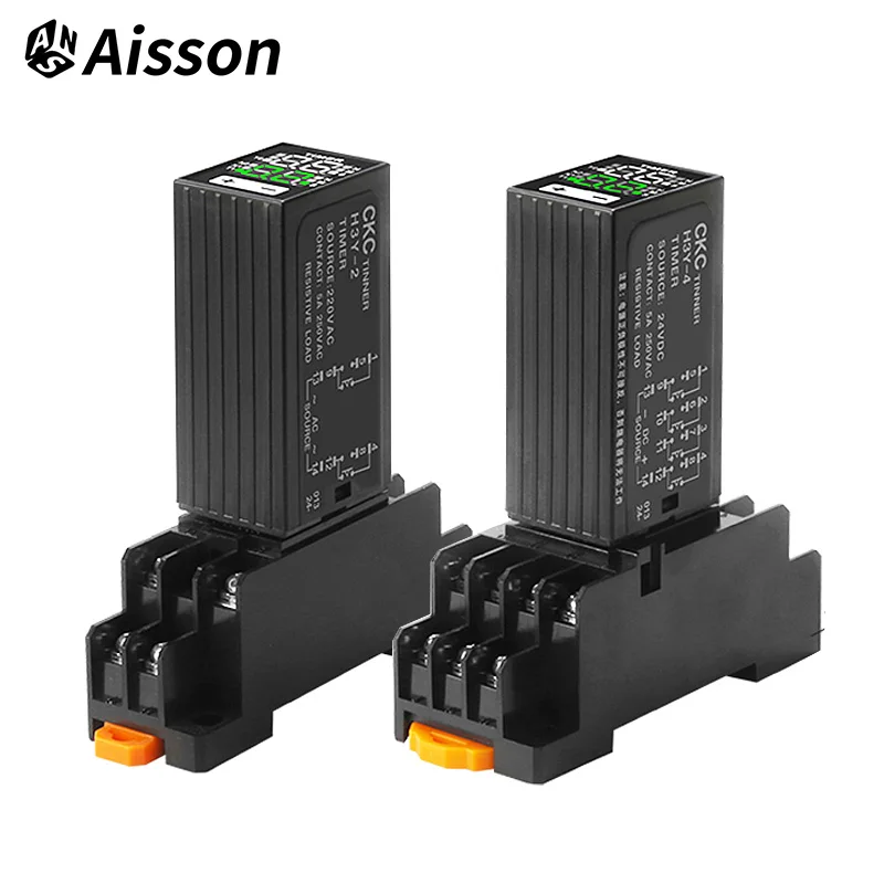 H3Y-2 H3Y-4 Dual Digital Timer Relay with Cycle Time Control Power-On Delay Timer DC12V 24V AC220V with Base 8Pin 14Pin