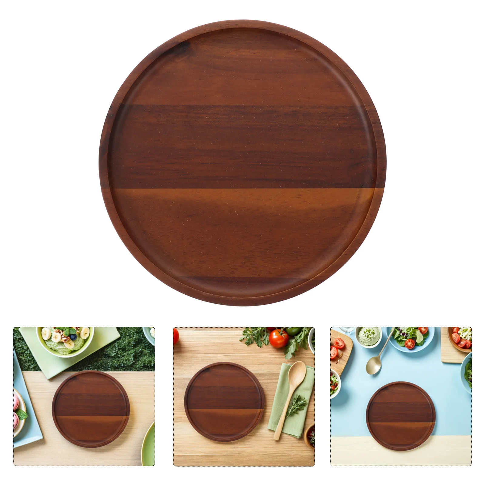 

Round Wood Serving Tray 6 Inches Natural Wood Decorative Ottoman Tray for Coffee Table Breakfast in Bed Display Snacks